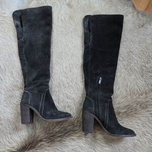 Elegant Charcoal gray Over-The-Knee (OTK) Suede Boots
